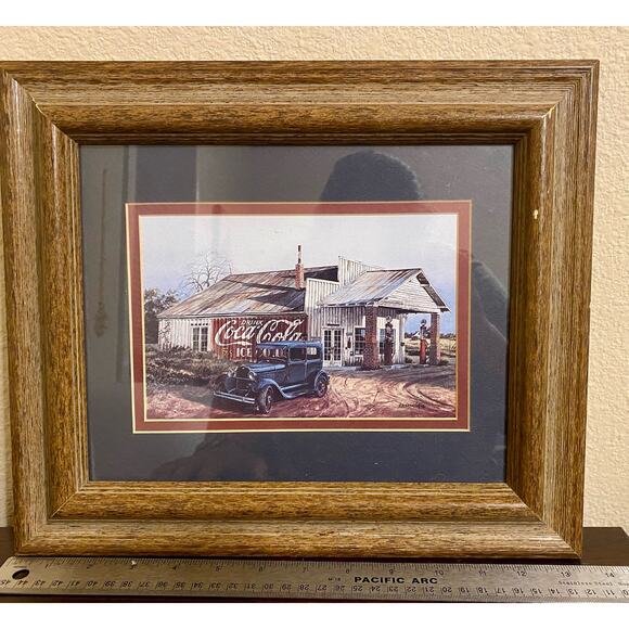 B B Barrick MOM & POP'S PLACE print. Antique car old filling station Coca Cola - Picture 1 of 7